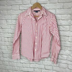 Ralph Lauren Golf Red/White Striped Shirt size 10